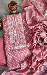 Elegant Glazed Cotton Un-Stitched Suit with Digital Print & Organza Embroidery Patch Work